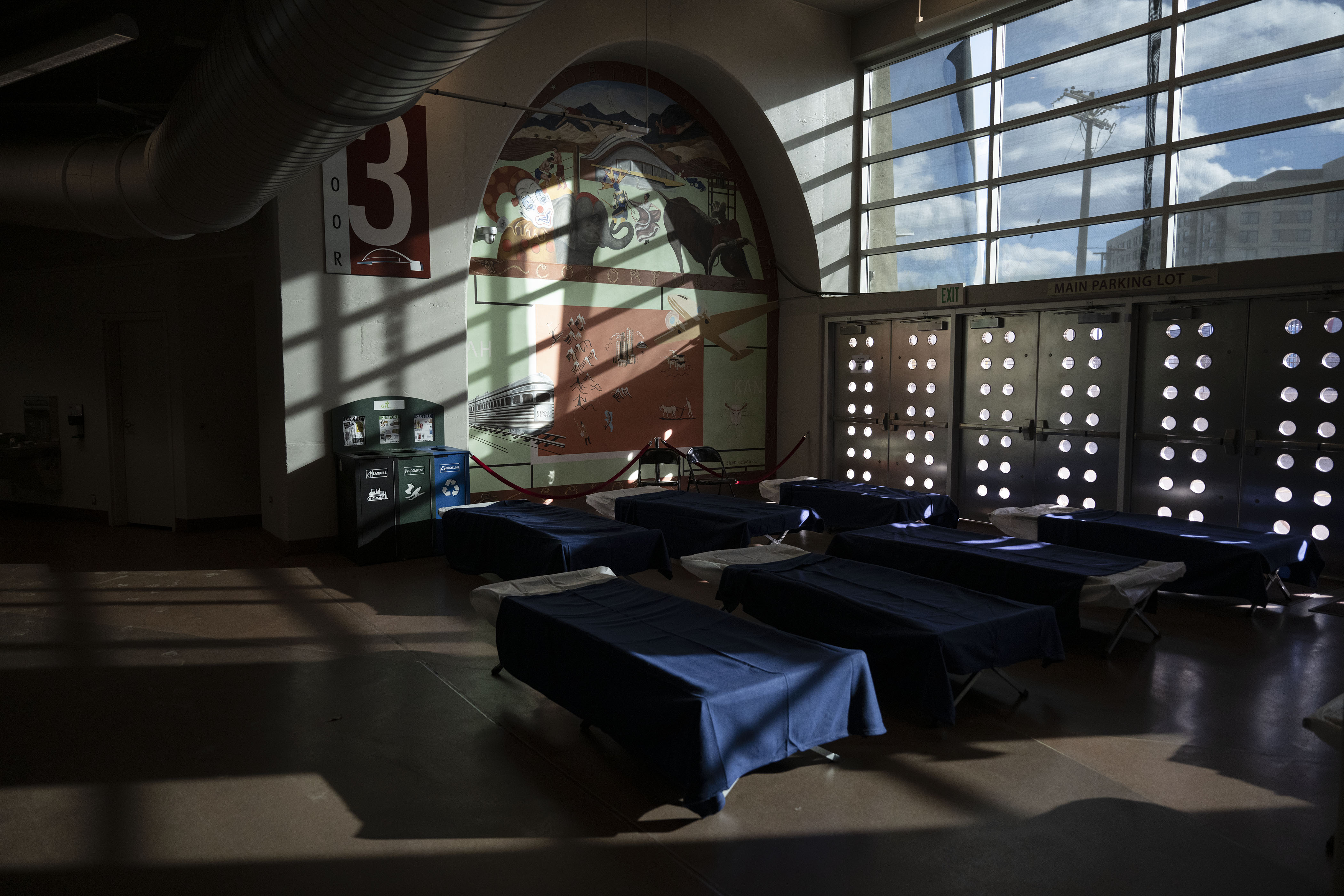 Cots are set up in the outside hallways of the Denver Coliseum, which is being opened as a 24-hour emergency warming shelter on Wednesday, Dec. 21, 2022, in Denver, Colo. (Timothy Hurst/The Denver Gazette) (TimHursttim.hurst@gazette.comhttps://secure.gravatar.com/avatar/aca82bd62b4ee425c598527cd6faa1b1?d=mm&r=g)