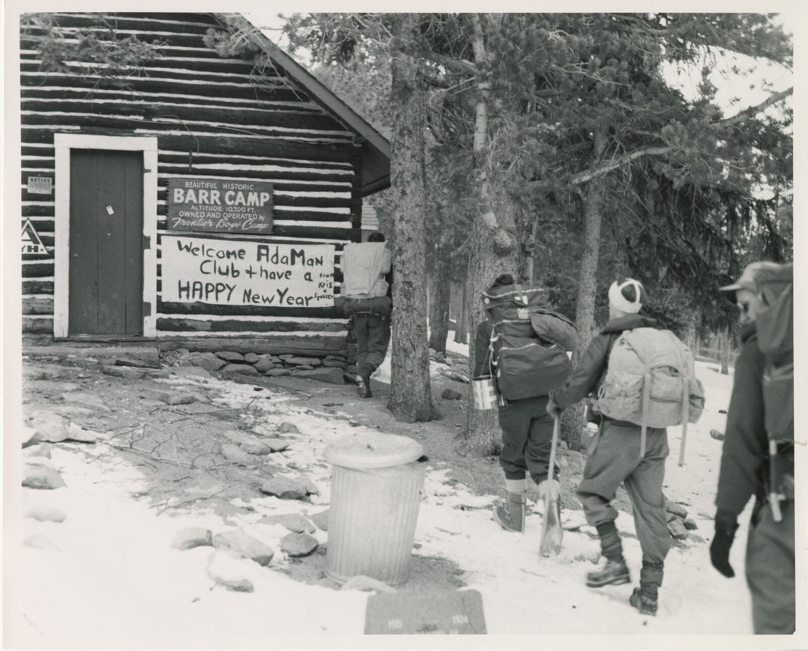 Not long after starting the tradition of New Year’s Eve fireworks atop Pikes Peak, the AdAmAn Club has annually stopped for the night at Barr Camp. (courtesy of the Colorado Springs Pioneers Museum)