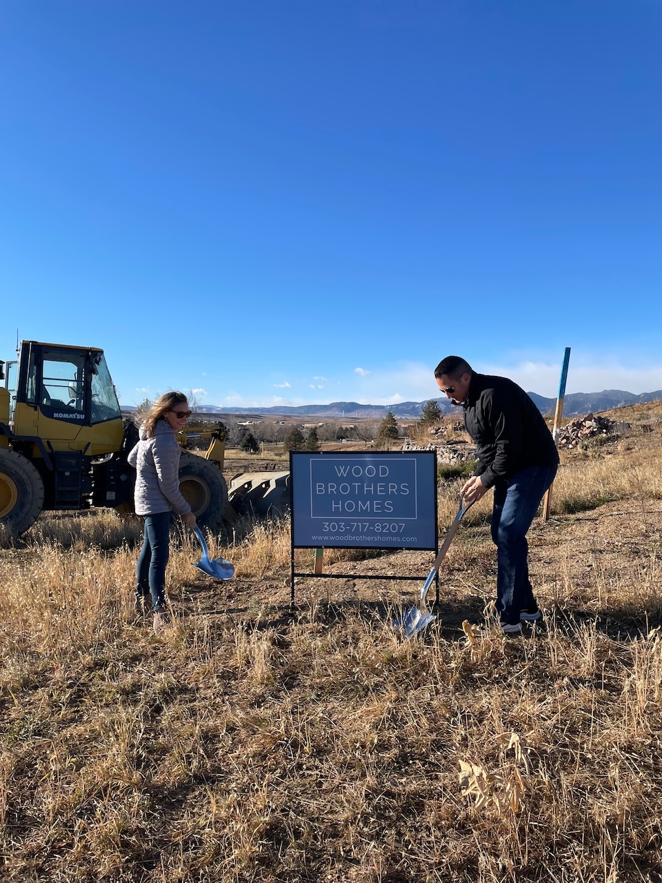 Mark Carson and Amber Tetreau break ground on their new home on Dec. 8 2022. Their Louisville home was destroyed by the Marshall fire Dec. 30, 2021. (COURTESY OF MARK CARSON)