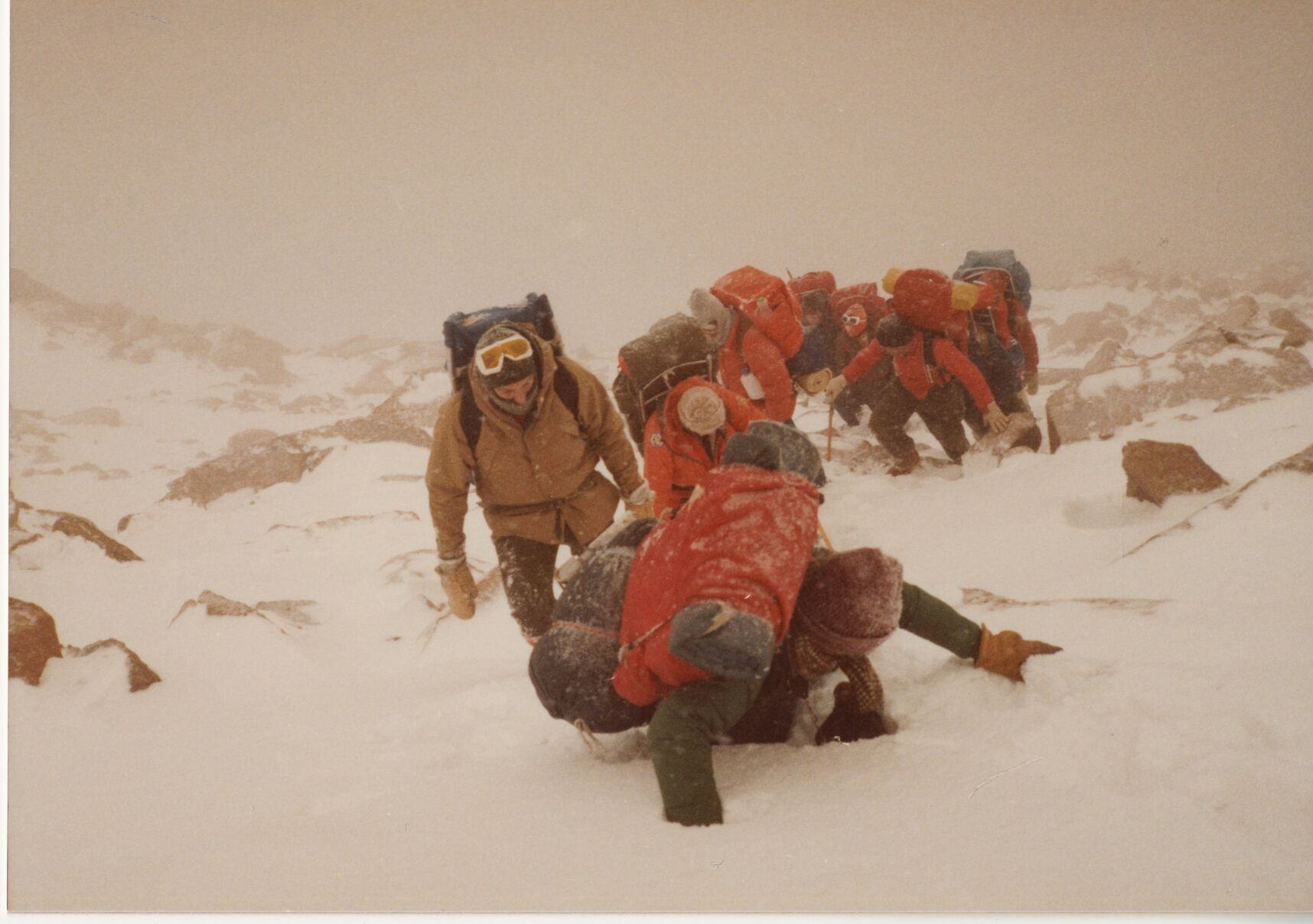 The AdAmAn Club trudges through snow above treeline en route to New Year’s Eve fireworks atop Pikes Peak.