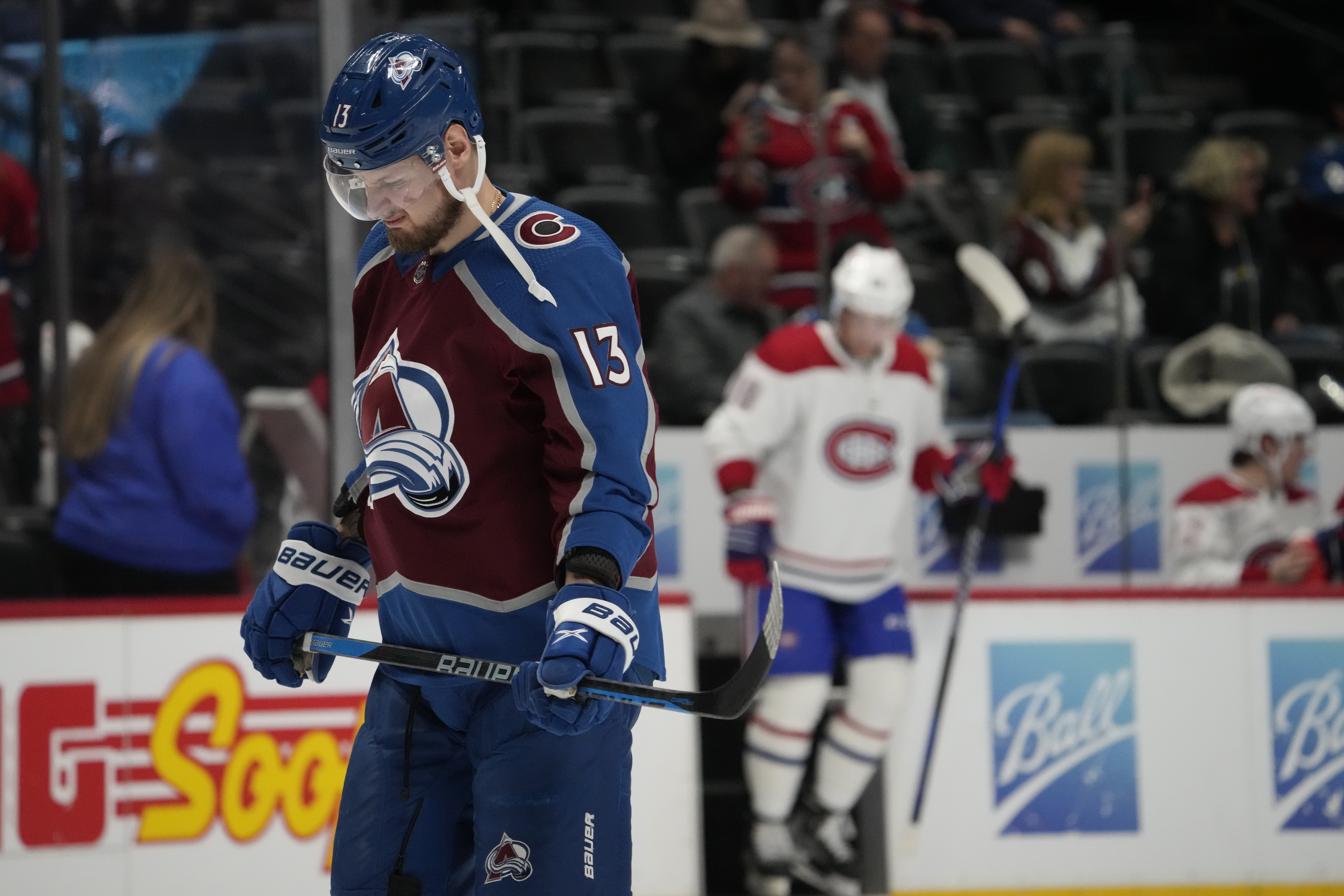 Colorado Avalanche right wing Valeri Nichushkin (13) in the second period of a game against the Montreal Canadiens Dec. 21 in Denver. (The Associated Press)