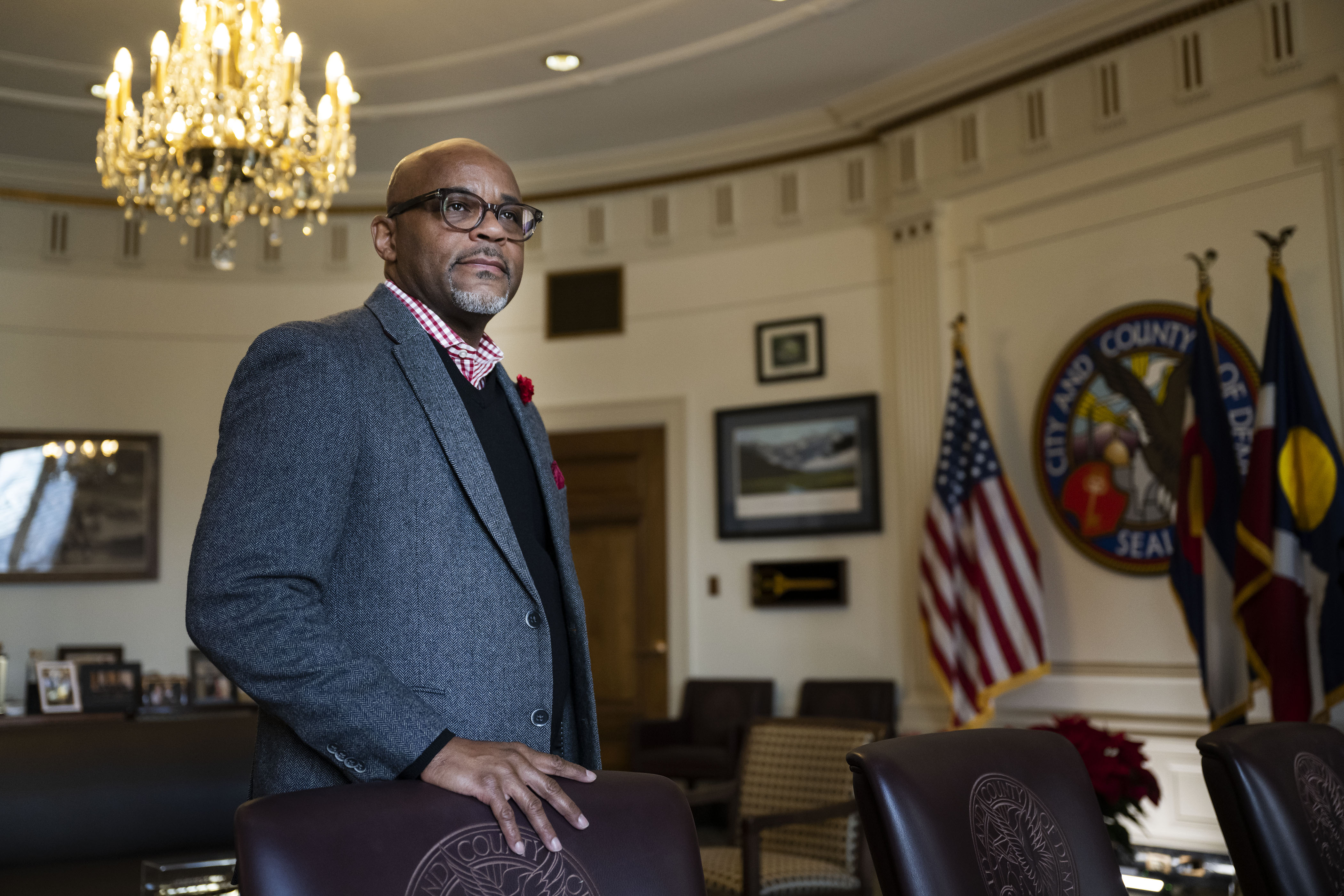 Denver mayor Michael Hancock stands for a photo in his office at the Denver City and County Building on Friday, Dec. 9, 2022, in Denver, Colo. (Timothy Hurst/The Gazette) (TimHursttim.hurst@gazette.comhttps://secure.gravatar.com/avatar/aca82bd62b4ee425c598527cd6faa1b1?d=mm&r=g)