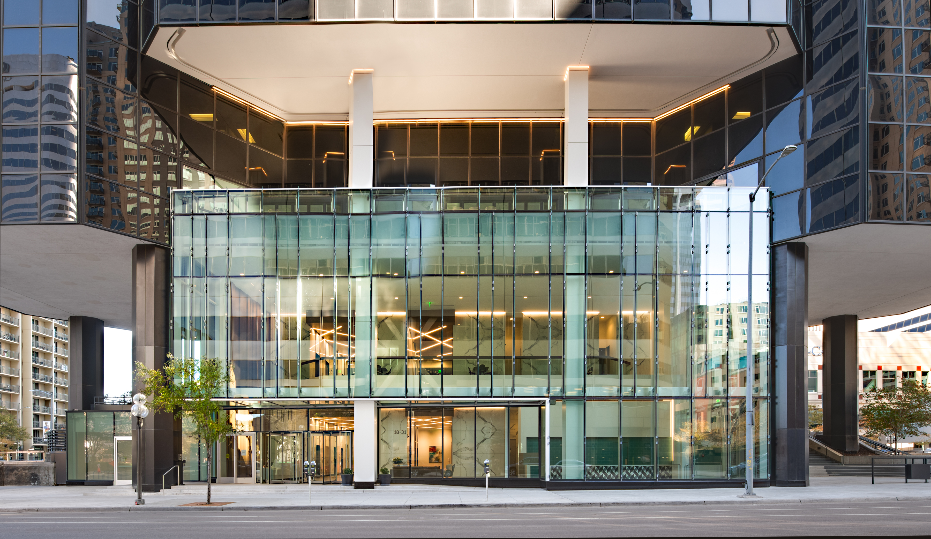 CP Group, an owner, operator and developer of office and mixed-use projects, has executed about 153,000 square feet of leases at Granite Tower one year after acquiring the building. (Courtesy of Antenna Group)