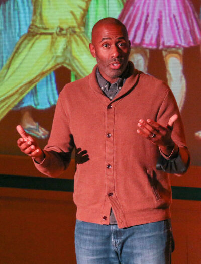 Kenny Moten talks about the Denver Actors Fund before a benefit performance of 'Xanadu' at the Town Hall Arts Center in Littleton. (JOHN MOORE/DENVER GAZETTE)