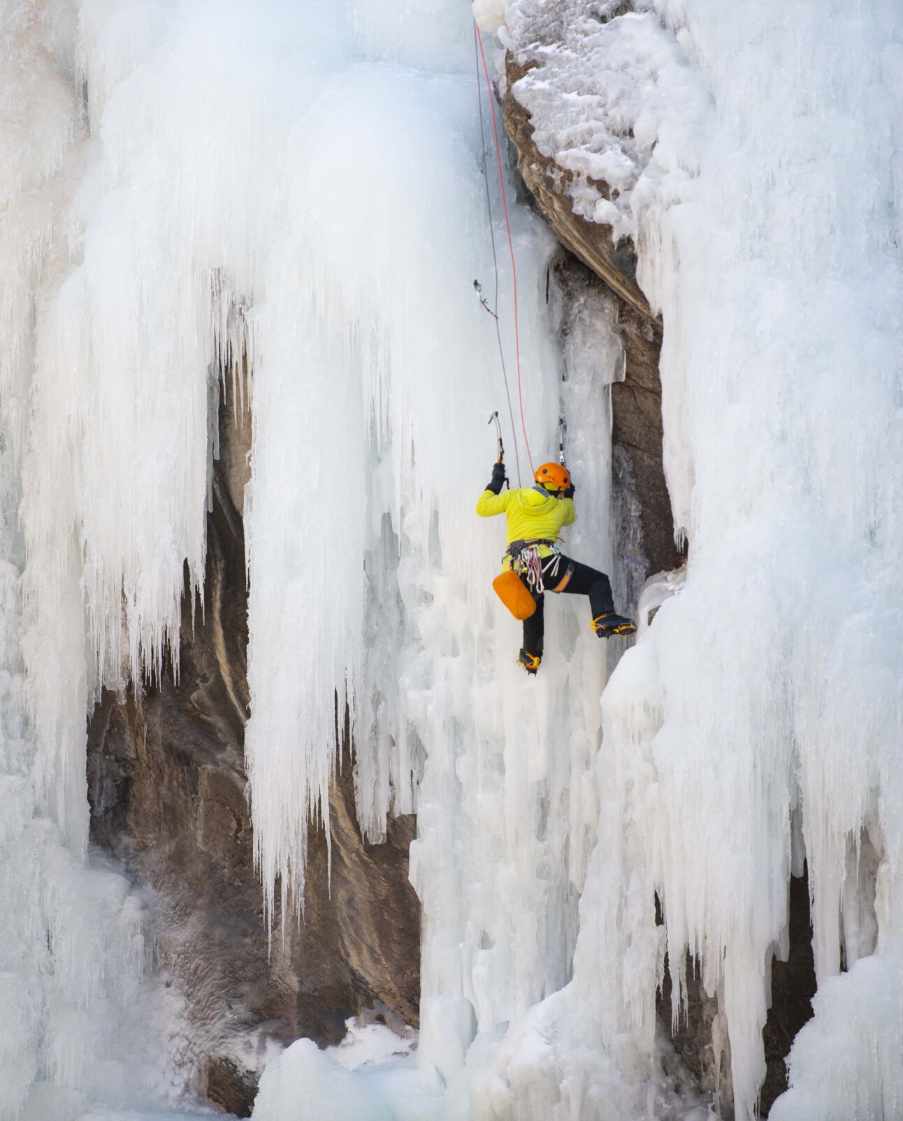 An ice climber ascends a route in the Uncompahgre Gorge Thursday, Jan. 20, 2022, in the Ouray Ice Park. The annual Ouray Ice Festival and Competition runs through Sunday in the southwest Colorado town. (The Gazette, Christian Murdock) (Christian Murdock/The Gazette)