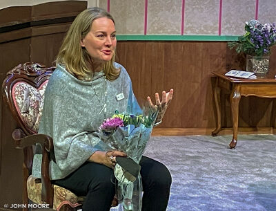 Director Rebecca Remaly led an audience talkback following a performance of the Butterfly Effect Theatre of Colorado's 2022 world-premiere play, '14 Funerals.' (JOHN MOORE/THE DENVER GAZETTE)