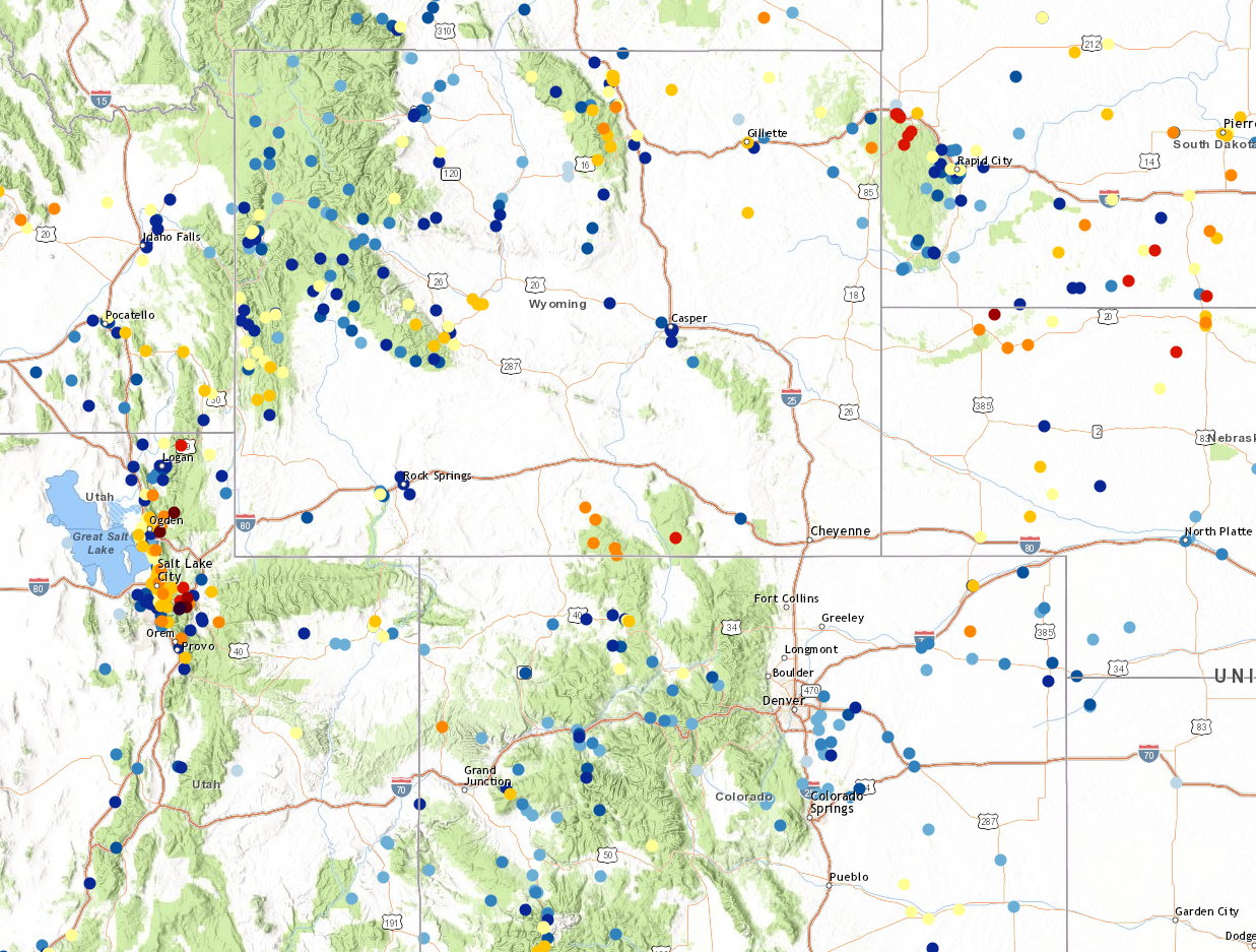 Snow totals as reported by the National Weather Service from a December 2022 blizzard that hit eastern Colorado and parts of Nebraska, Kansas and Wyoming. (National Weather Service)