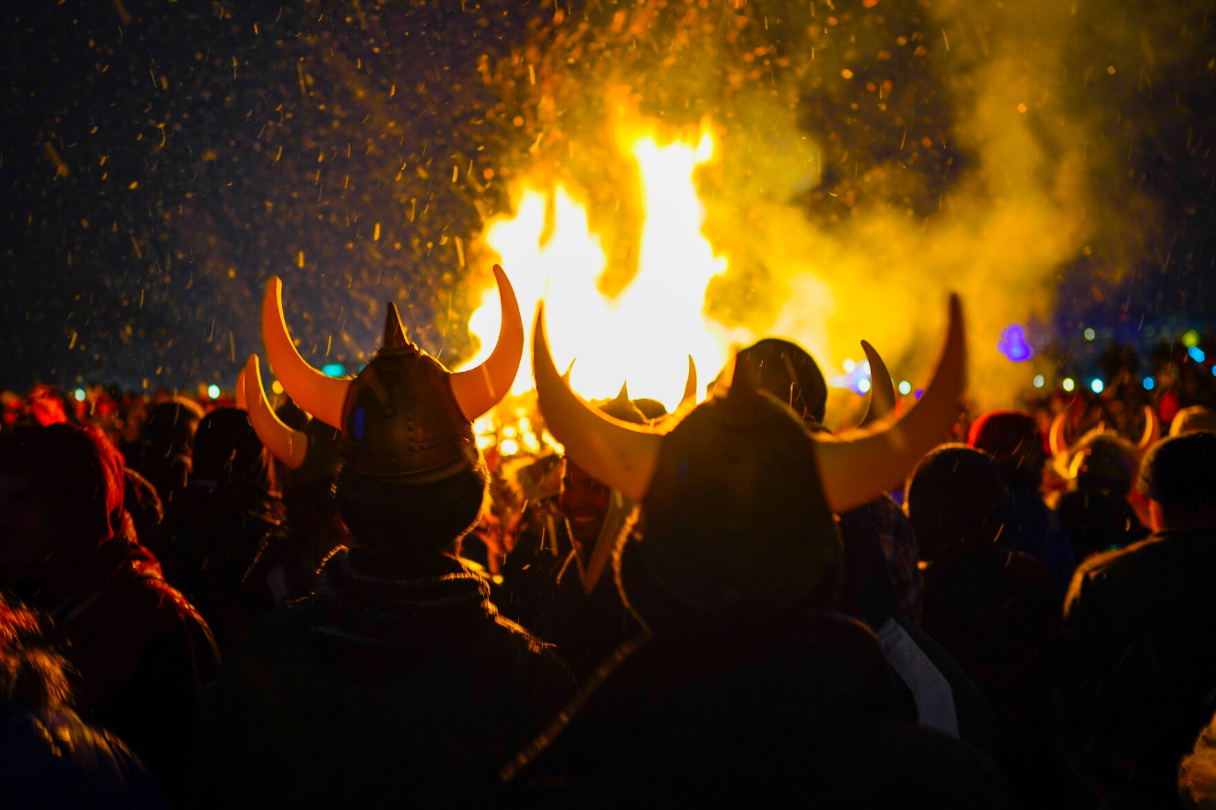 Participants don viking hats to celebrate Ullr Fest honoring the Nordic God of Snow. (Photo courtesy of Breckenridge Tourism Office.)