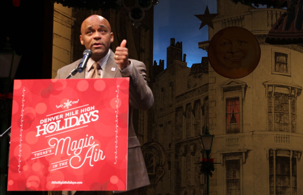 Michael Hancock appeared at a 2014 press event to promote arts, entertainment and shopping around the holidays.