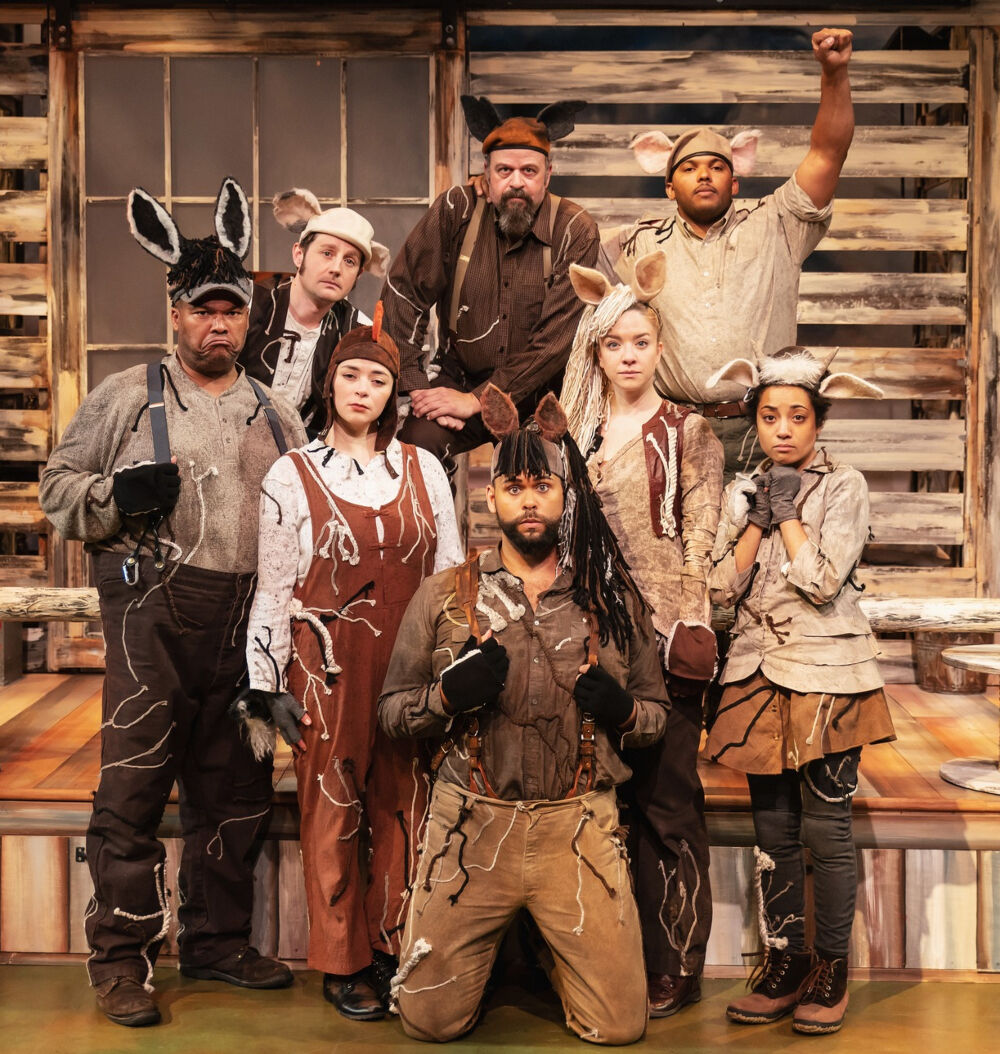 The Arvada Center's 'Animal Farm' was named the most impactful play of 2022 by the Denver Gazette True West Awards. It was performed in repertory with 'The Liar' and 'Animal Fam.' Its cast included Sean Scrutchins, Kristina Fountaine, Sarah Harmon, Lavour Addison, Noelia Antweiler, Logan Ernstthal, Abner Genece and Topher Embrey. (Amanda Tipton Photography/Arvada Center)
