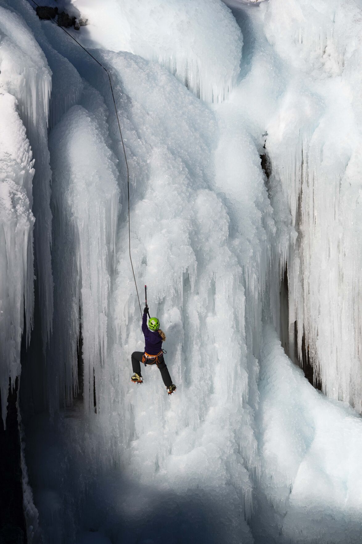 Sarah Haubert of Ouray climbs the Scottish Gullies in Ouray Ice Park as she practices for the speed-climbing competition during the annual Ouray Ice Festival. (Christian Murdock, The DENVER Gazette FILE)