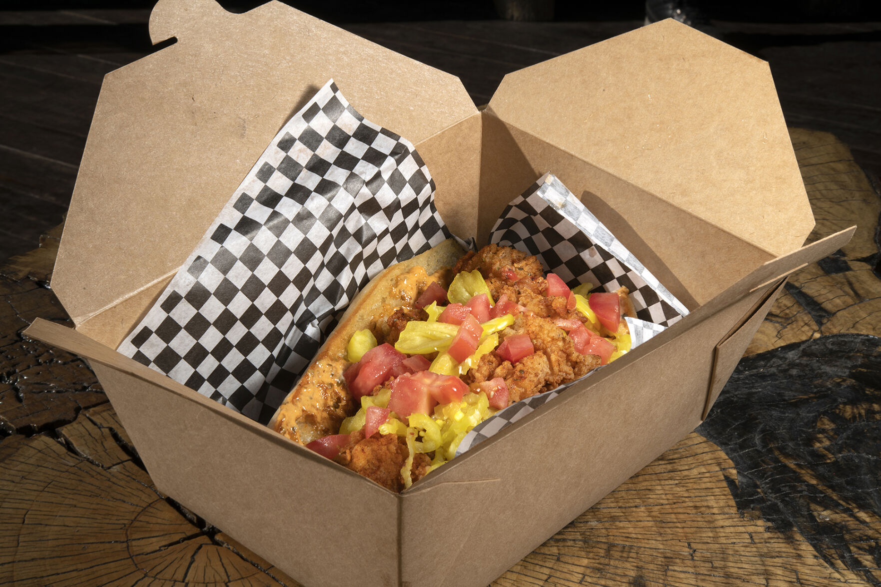 Po’ Brothers Cajun (Located at: 1826 E. Platte Ave.) “Shrimp Po’Boy To-Go” Thursday January 12, 2023. Photo by Jeff Kearney. (Jeff Kearney)