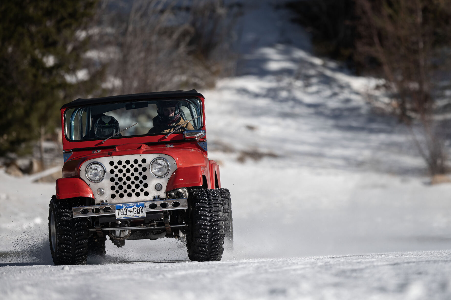 Cody Ling drifts around a corner with Cooper Altman riding beside him during a race in the Men’s Pro Street Studs races during the first day of the Our Gang 4 Wheelers ice racing club’s 2023 racing season on Saturday, Jan. 7, 2023, in Georgetown, Colo.(Timothy Hurst/The Denver Gazette) (TimHursttim.hurst@gazette.comhttps://secure.gravatar.com/avatar/aca82bd62b4ee425c598527cd6faa1b1?d=mm&r=g)