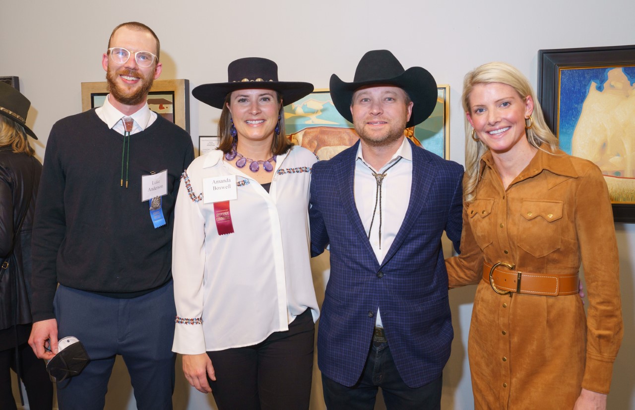 Artist Luke Anderson, left, Amanda and Chase Boswell, and Molly Coors. The 30th Coors Western Art Exhibit & Sale Red Carpet Reception at the National Western Stock Show Expo Hall, Coors Western Art Gallery, in Denver, Colorado, on Tuesday, Jan. 3, 2023. Photo StevePeterson.photo (STEVE PETERSON/SPECIAL TO COLORADO POLITICS)