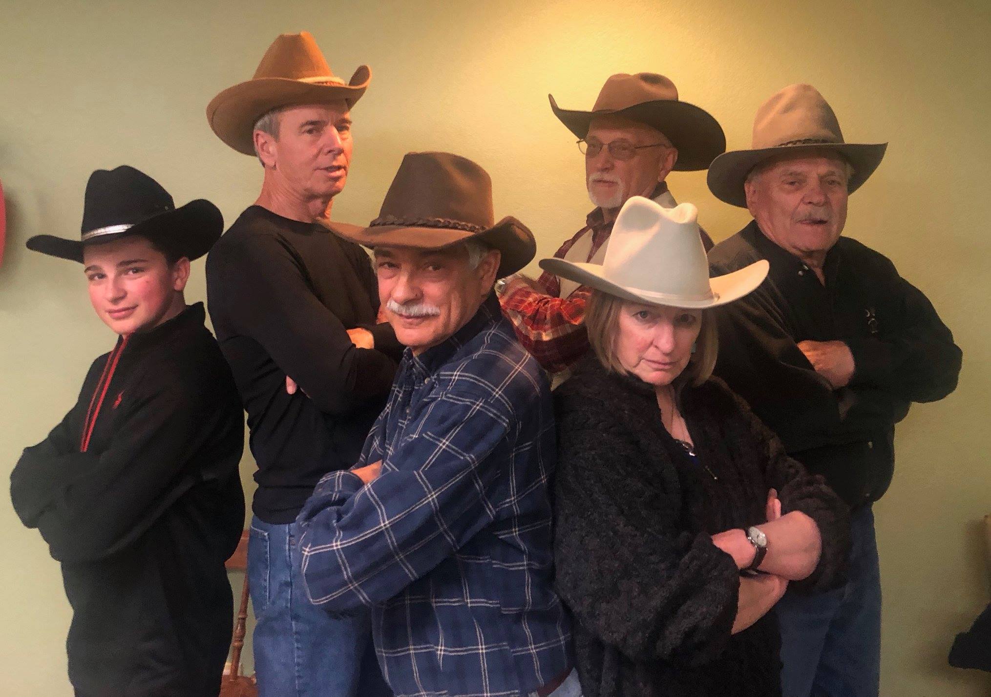 John Davis, third from left, was part of the Cowboy Chorus who rode (and sang) high in the Evergreen Players' 2019 Broadway Showcase. (Courtesy photo)