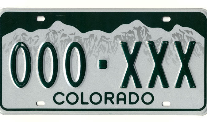A sample Colorado license plate. (COURTESY OF THE COLORADO DEPARTMENT OF MOTOR VEHICLES)