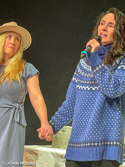 Sonya Meyer and Tony Award nominee Beth Malone sang 'For Good' from 'Wicked' at a celebration of director Wendy Moore on Monday in Carbondale. (JOHN MOORE/THE DENVER GAZETTE)