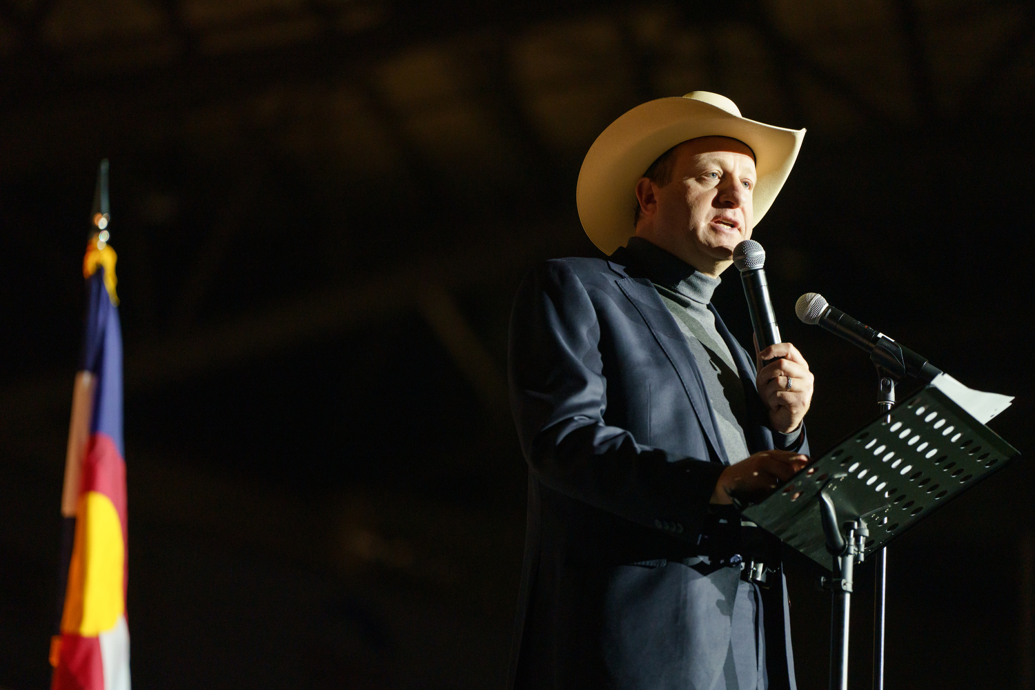 Colorado Gov. Jared Polis. Boots ’n Business event, hosted by the Denver Metro Chamber of Commerce, at the National Western Events Center in Denver, Colorado, on Friday, Jan. 6, 2023. Photo StevePeterson.photo (STEVE PETERSON/SPECIAL TO COLORADO POLITICS)