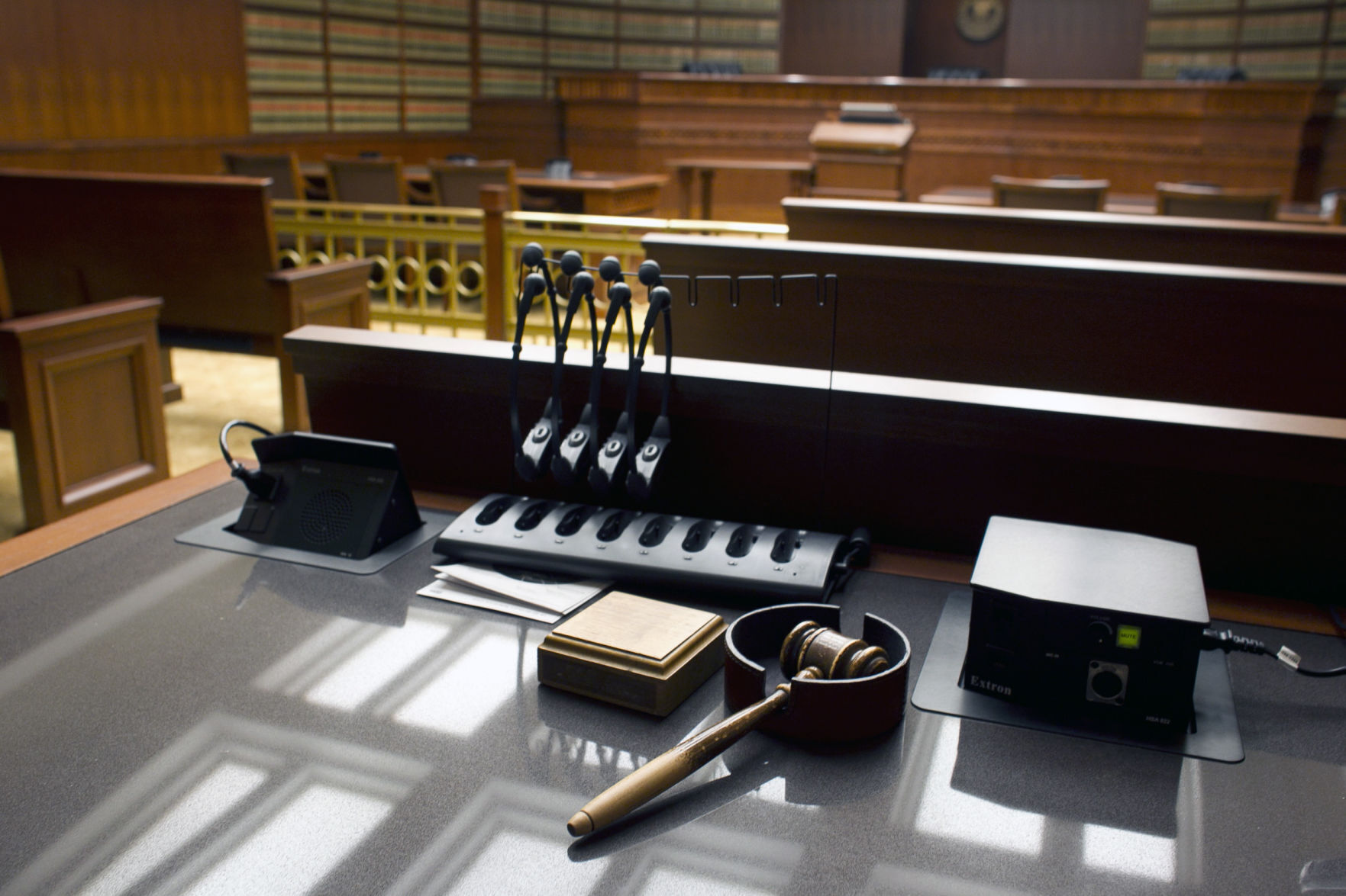 FILE PHOTO: A gavel sits on a desk inside the Court of Appeals at the Ralph L. Carr Colorado Judicial Center in Denver. (The Associated Press)