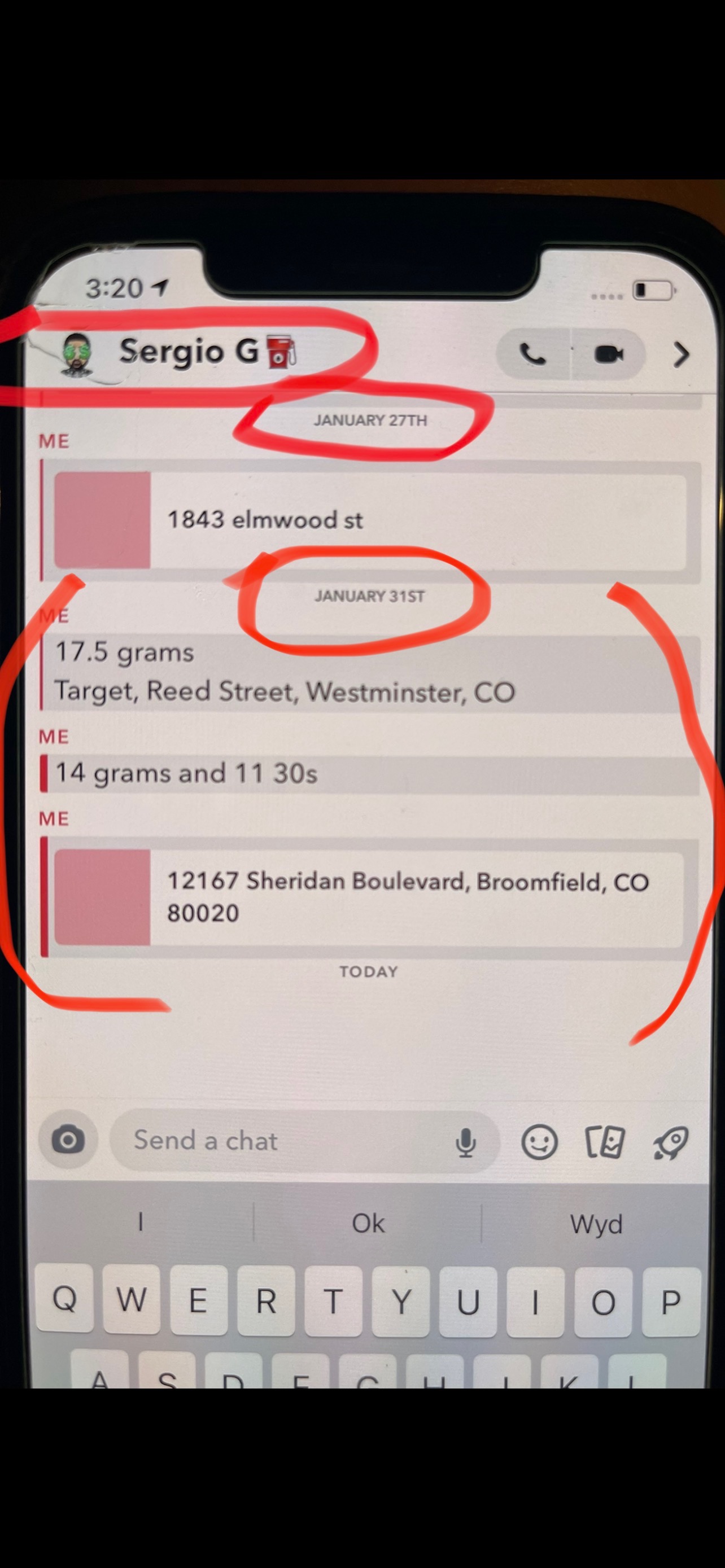 Max Osterman's mother, Kim, found his last saved Snapchat messages in his phone after he died. These snaps were sent Jan. 27 and Jan. 31, 2021. Investigators believe that this is a message to a man identified as