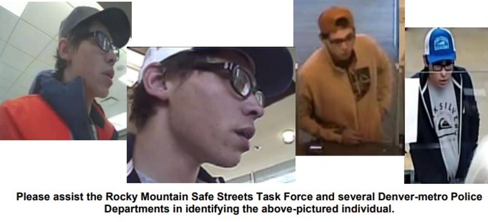 Suspect wanted in four bank robberies over two days in Denver area