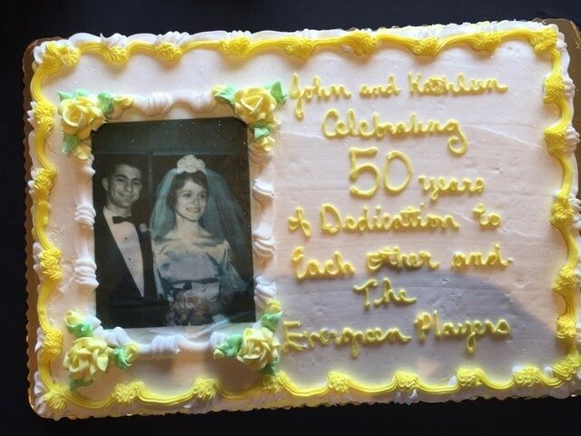 This cake celebrated John and Kathleen Davis reaching 50 years of service to the Evergreen Players in 2016. (Courtesy)