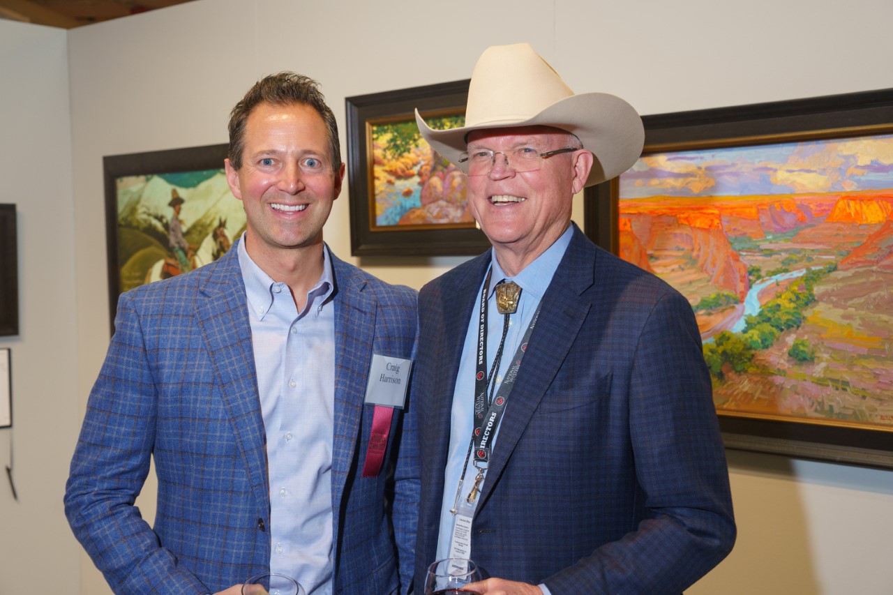 Craig Harrison and Pat Grant. The 30th Coors Western Art Exhibit & Sale Red Carpet Reception at the National Western Stock Show Expo Hall, Coors Western Art Gallery, in Denver, Colorado, on Tuesday, Jan. 3, 2023. Photo StevePeterson.photo (STEVE PETERSON/SPECIAL TO COLORADO POLITICS)