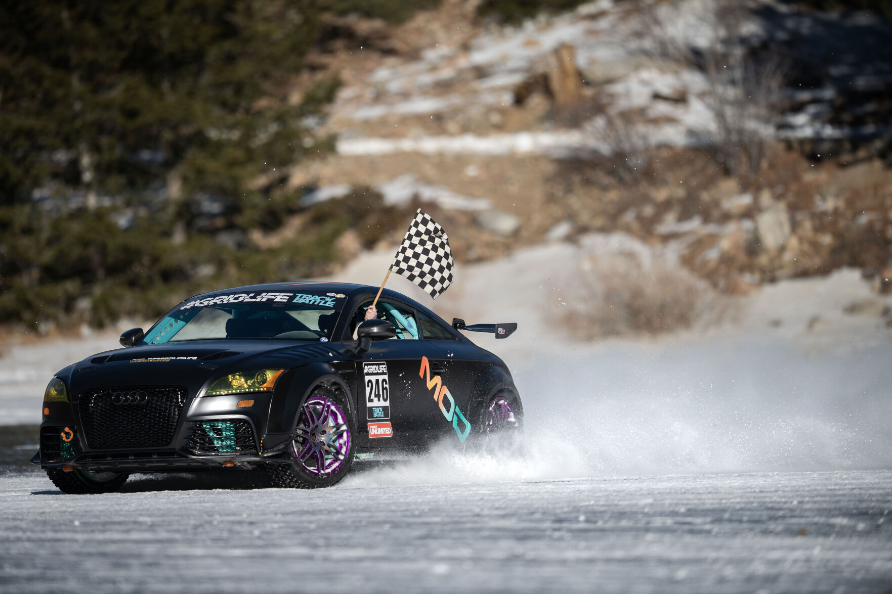 Josh Tenge takes a victory lap during the first day of the Our Gang 4 Wheelers ice racing club’s 2023 racing season on Saturday, Jan. 7, 2023, in Georgetown, Colo.(Timothy Hurst/The Denver Gazette) (TimHursttim.hurst@gazette.comhttps://secure.gravatar.com/avatar/aca82bd62b4ee425c598527cd6faa1b1?d=mm&r=g)
