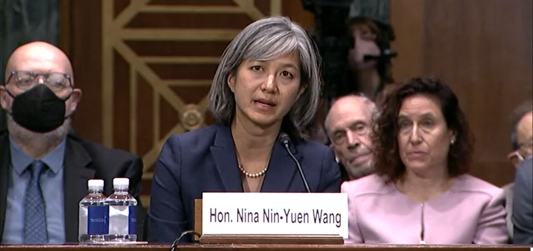U.S. Magistrate Judge Nina Y. Wang appears for her confirmation hearing to a seat on the U.S. District Court for Colorado on May 25, 2022.