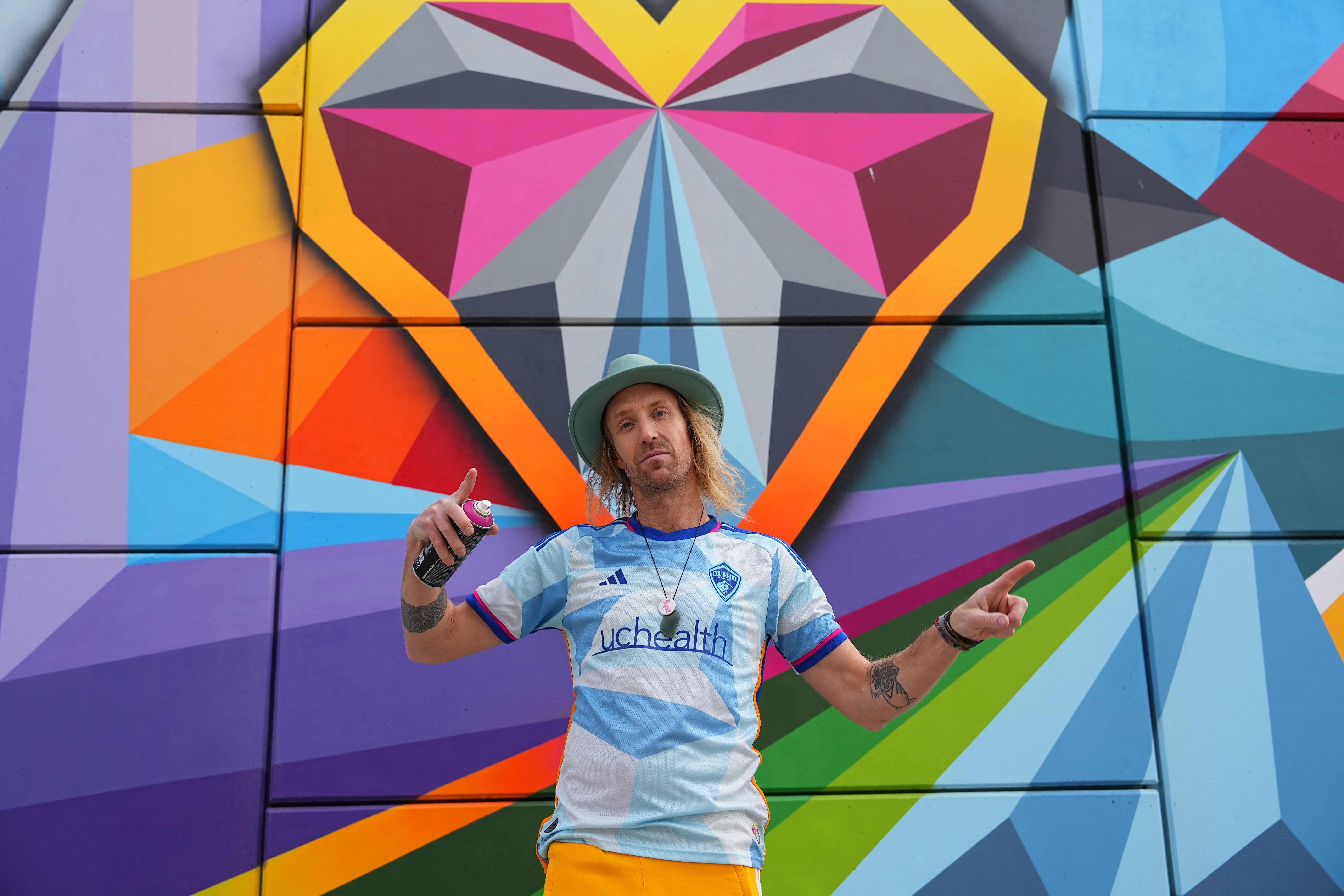 COMMERCE CITY, CO - DECEMBER 15: Artist Pat Milbery poses for photos at Dick's Sporting Goods Park on December 15, 2022 in Commerce City, Colorado. (Garrett W. Ellwood, Colorado Rapids)