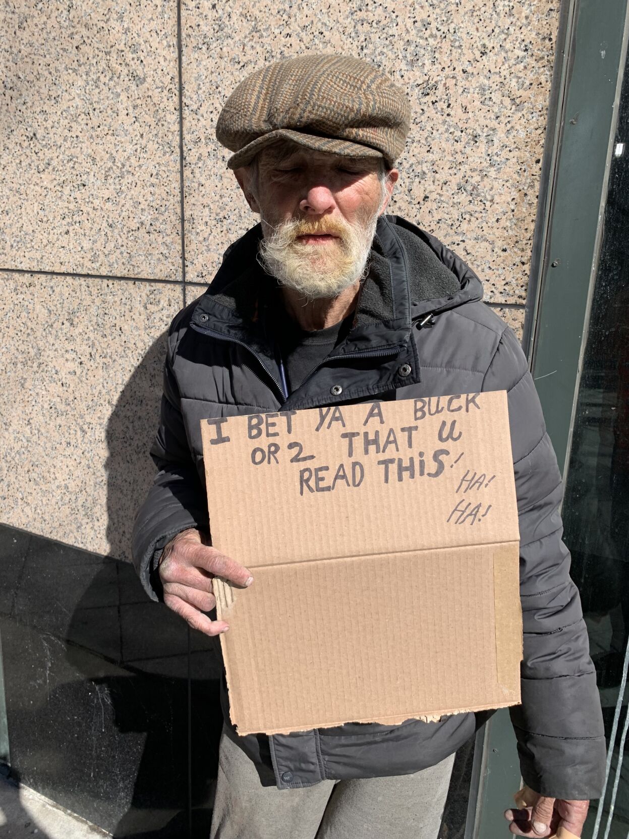 Jerry Vandergriss, 58, of Denver panhandles on the 16th Street Mall almost every day, he said. He won't go to a shelter, and said he's recently lost two toes to frostbite. (Dennis Huspeni/Denver Gazette)