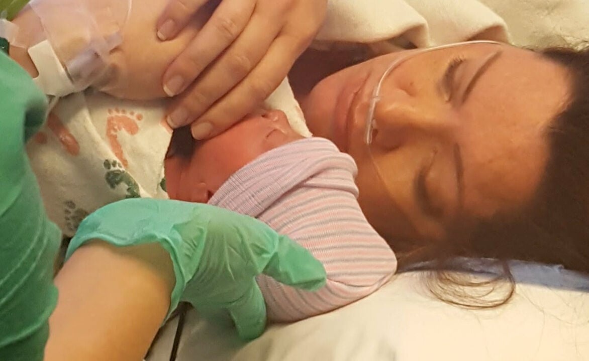 Sophia Berry with her mother at birth. (Family photo)