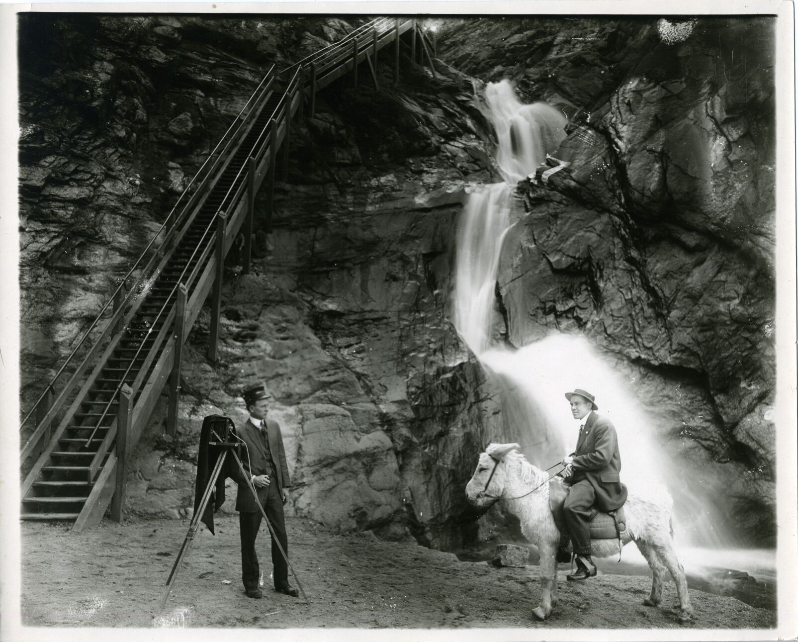 Burro rides and photography were early enterprises as Seven Falls grew into a tourist destination. (Photos courtesy Gusdorf/Weimer Family Collection)