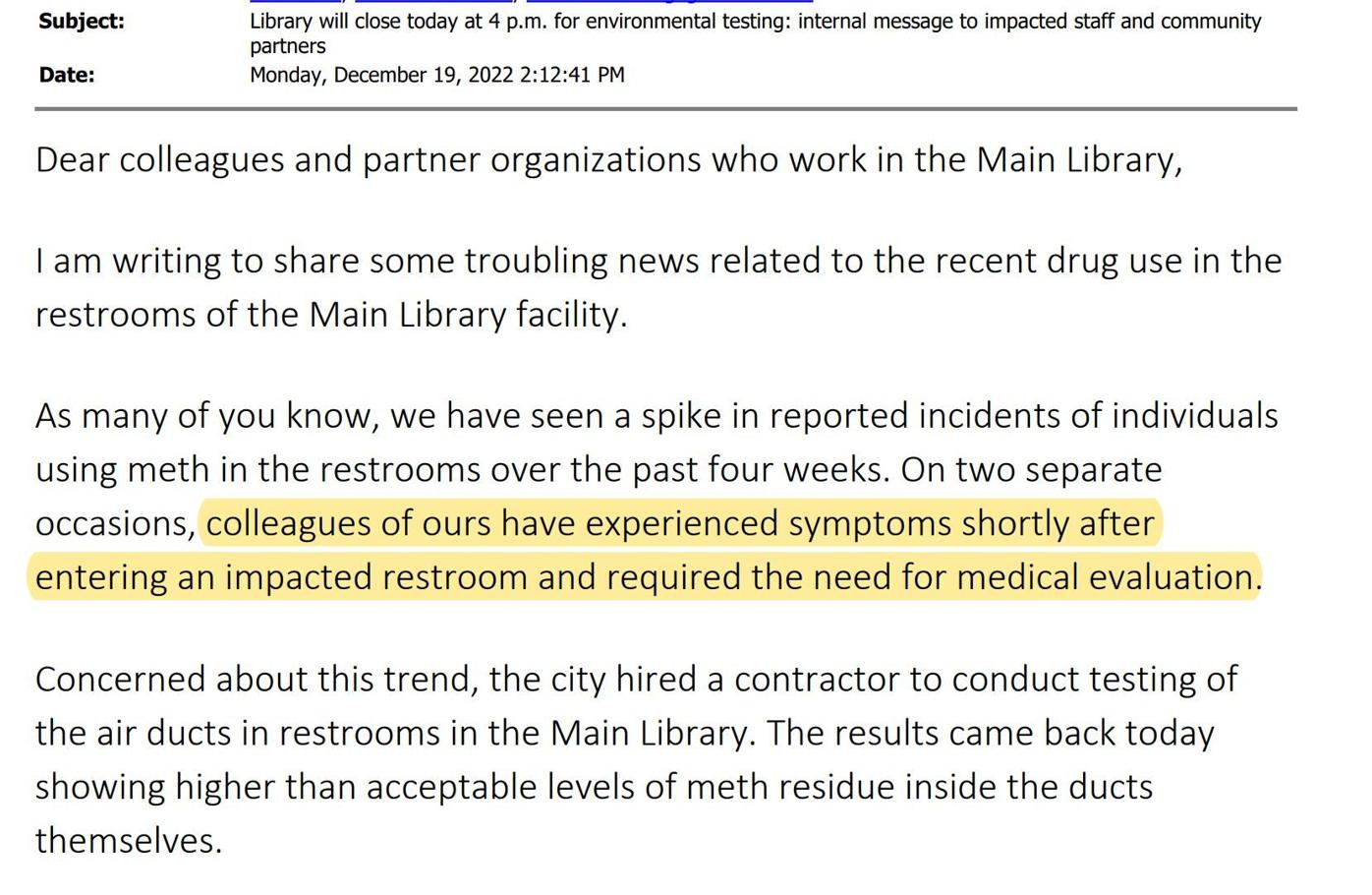 Boulder Main Library workers report feeling ill