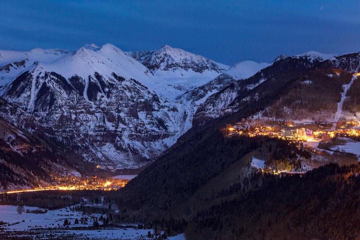 Telluride, Colorado and the San Juan Mountains at night