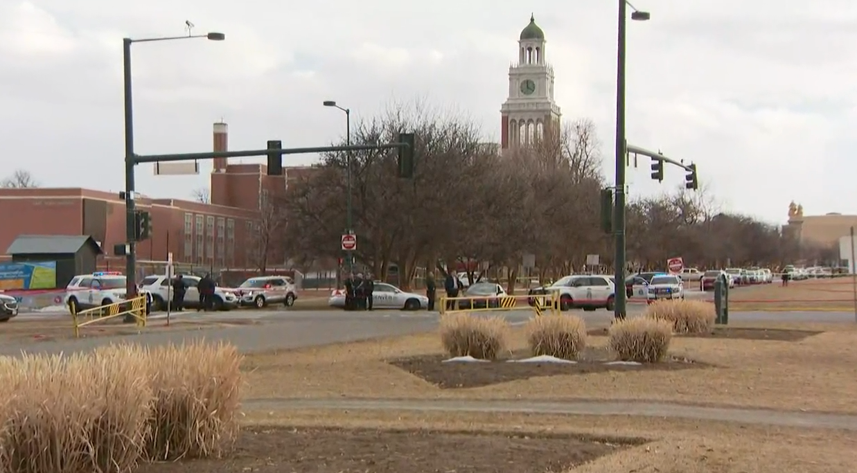 FILE PHOTO: The scene near East High School last month after a student was shot. 16-year-old Luis Garcia died Wednesday, March 1. (9NEWS/KUSA)
