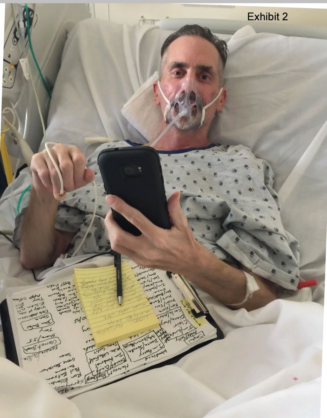 A court exhibit showing Dan Hollins, the father of Sophia Berry, at a hospital's intensive care unit where he was recovering from COVID.