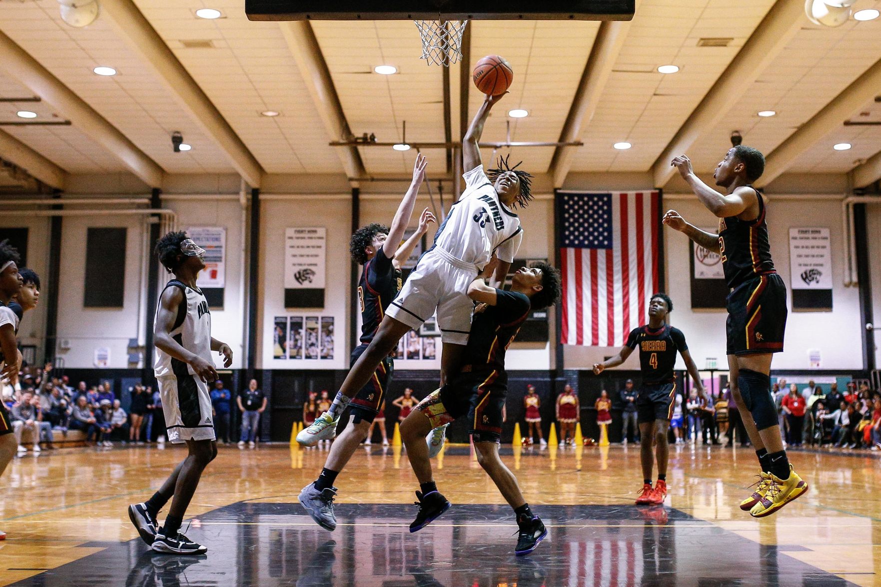 The Harrison Panthers defeated the Sierra Stallions 55-28 in the second round of the 2020 CHSAA 4A Boys Basketball State Tournament on Saturday, February 29, 2020 at Harrison High School. Photo by Isaiah J. Downing (Isaiah J. Downing)