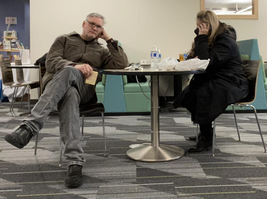 Jon Wilkerson and his wife, Donna Ries, at a Red Cross shelter after the Feb. 1 fire. (Courtesy Jon Wilkerson)