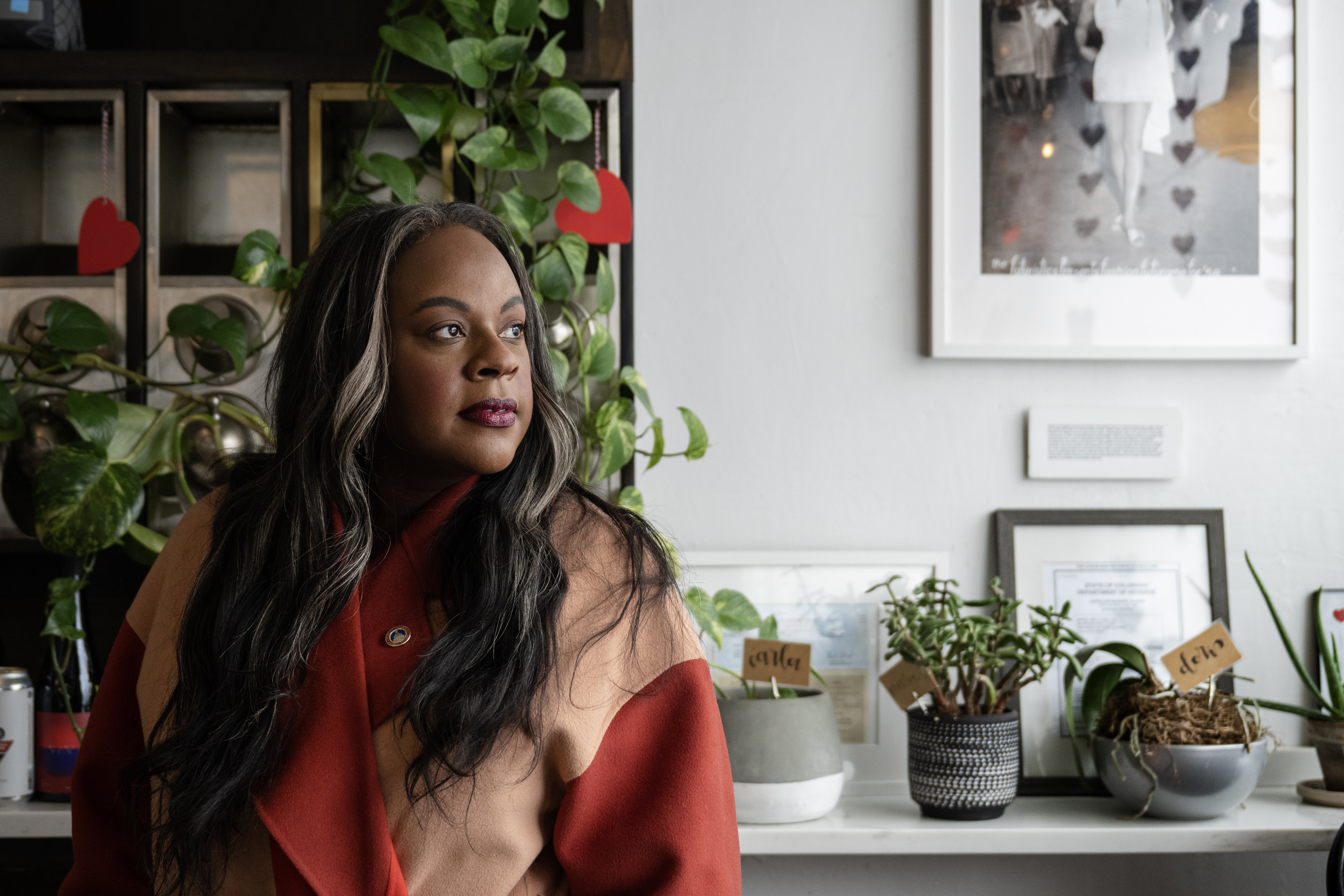 Denver mayoral candidate Rep. Leslie Herod stands for a portrait before an interview at Honey Hill Cafe on Wednesday, Feb. 22, 2023, in Denver, Colo. (Timothy Hurst/The Denver Gazette) (Timothy Hurst/Denver Gazette)