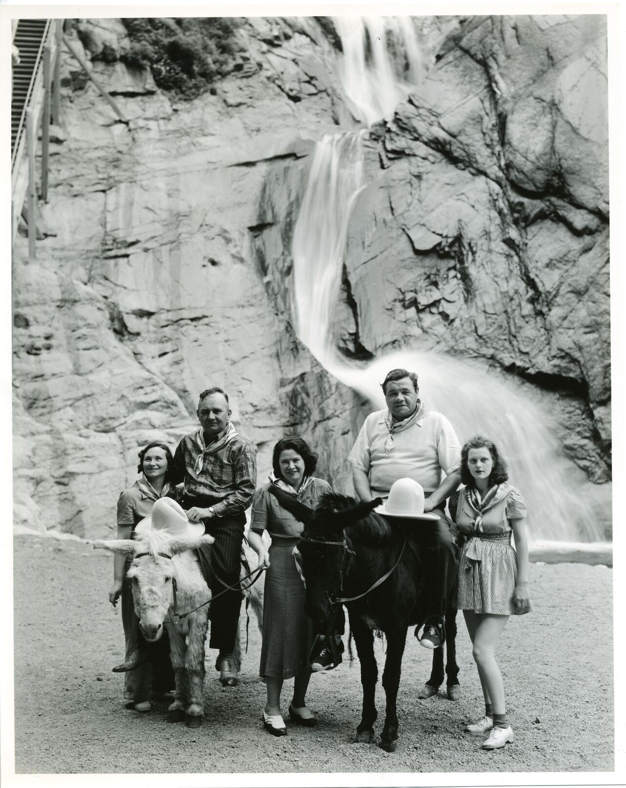 Babe Ruth and family on a visit to Seven Falls in 1940.