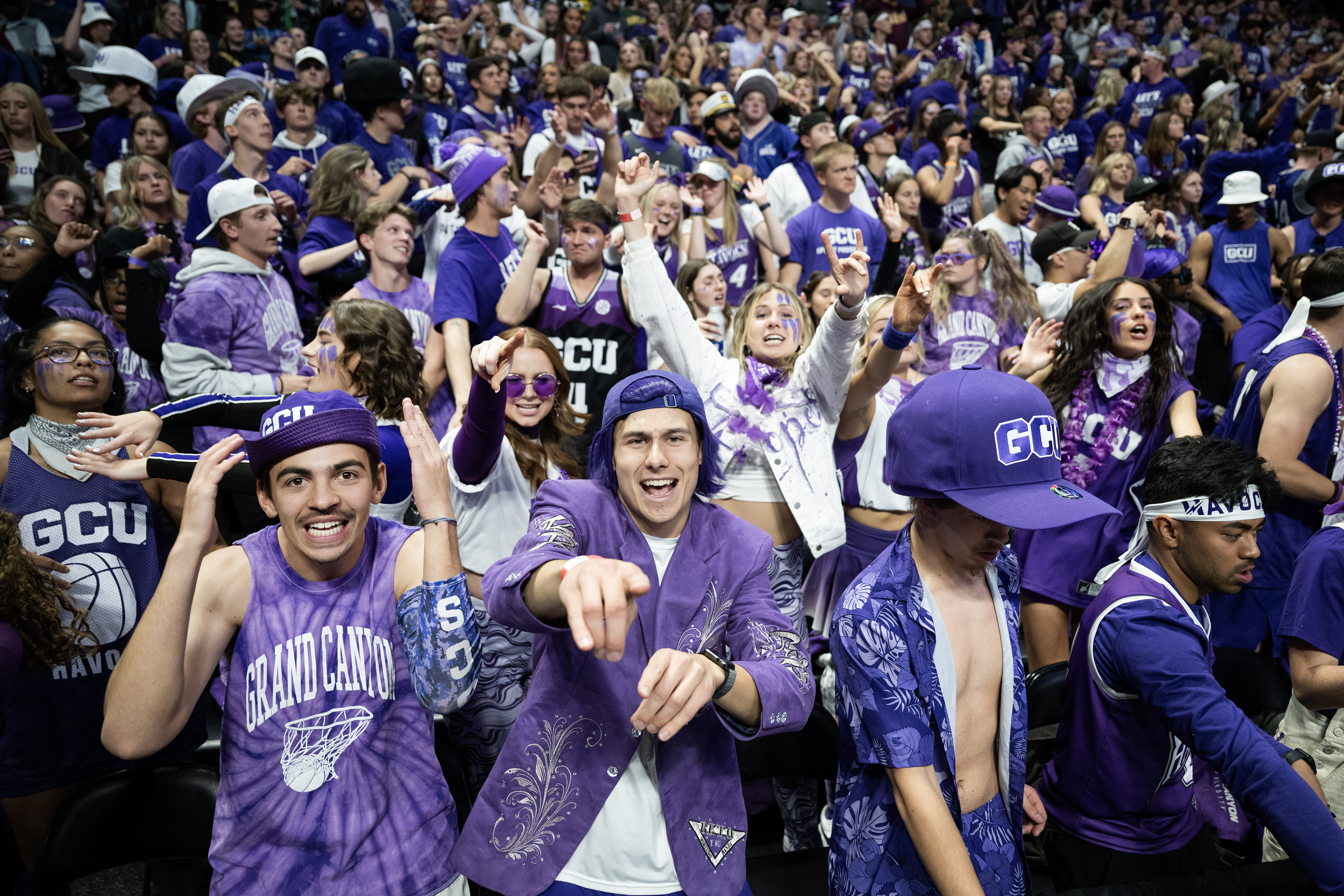 The Grand Canyon University student section cheers during a first-round college basketball game against Gonzaga in the NCAA Tournament on Friday, March 17, 2023, at Ball Arena in Denver, Colo. (Timothy Hurst/Denver Gazette) (TimHursttim.hurst@gazette.comhttps://secure.gravatar.com/avatar/aca82bd62b4ee425c598527cd6faa1b1?d=mm&r=g)
