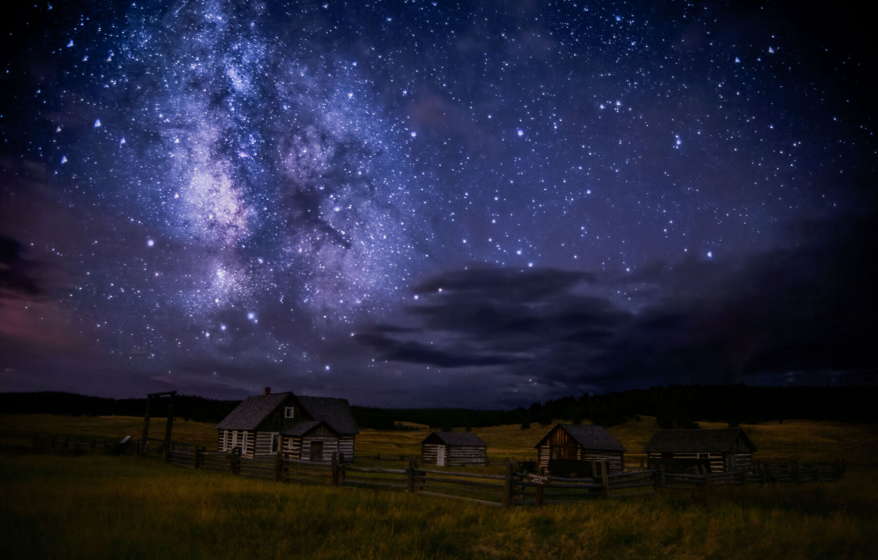The Milky Way glimmers above the Hornbek Homestead near Florissant Fossil Beds National Monument. (courtesy of Florissant Fossil Beds National Monument)