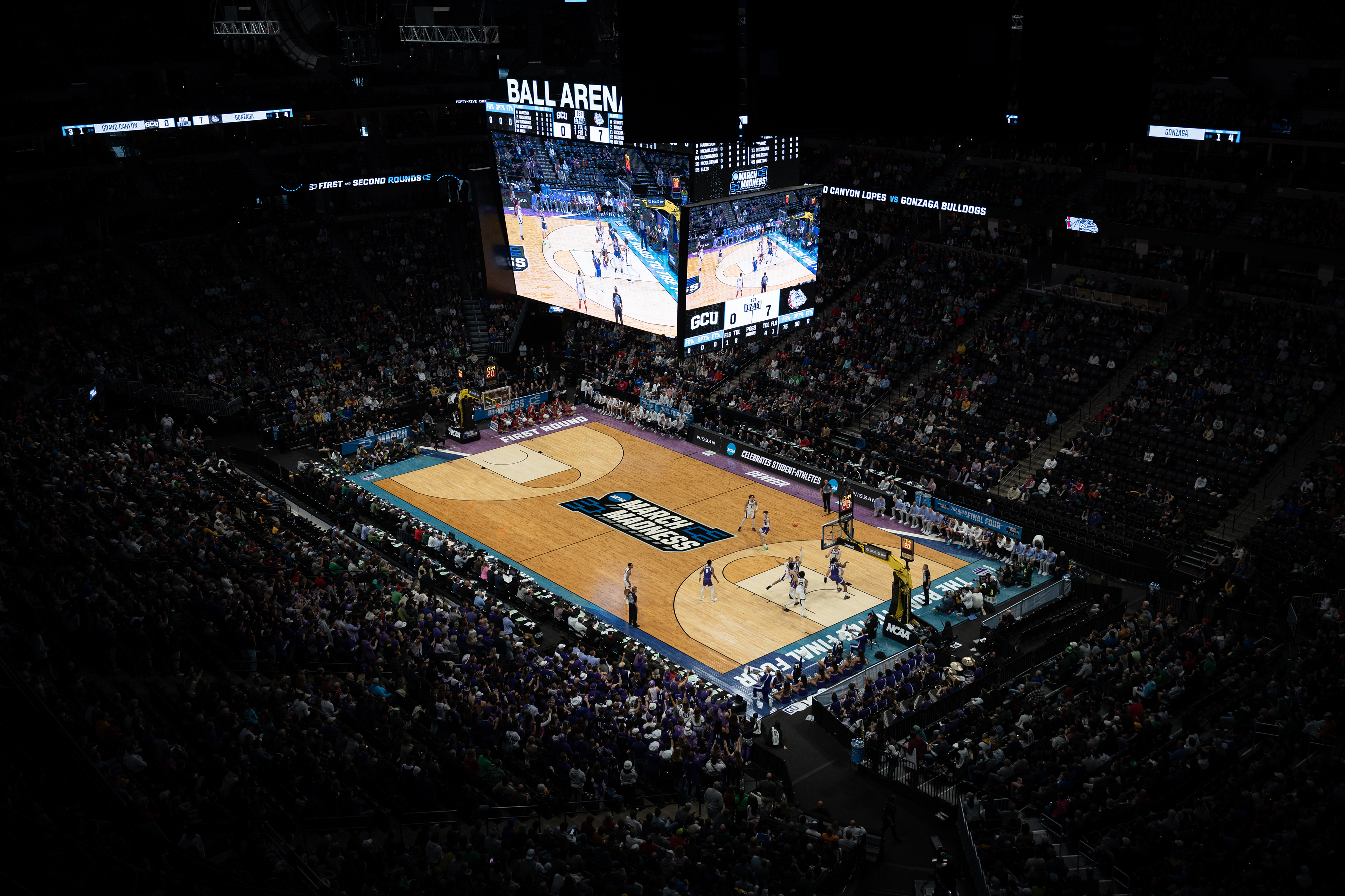 Grand Canyon University and Gonzaga play a first-round college basketball game in the NCAA Tournament on Friday, March 17, 2023, at Ball Arena in Denver, Colo. (Timothy Hurst/Denver Gazette) (TimHursttim.hurst@gazette.comhttps://secure.gravatar.com/avatar/aca82bd62b4ee425c598527cd6faa1b1?d=mm&r=g)