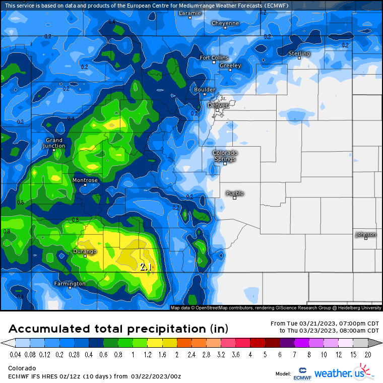 Thursday, March 23 forecast model