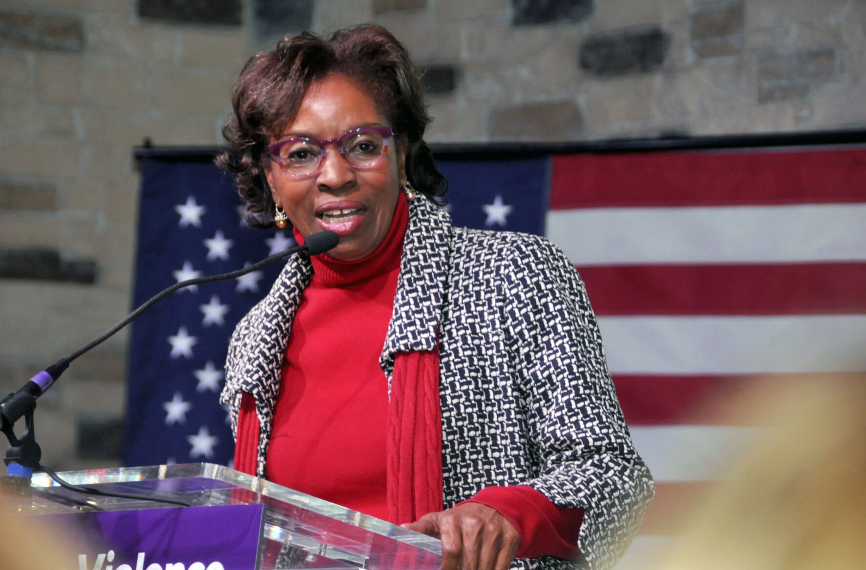 State Sen. Rhonda Fields, D-Aurora, whose son and his fiancé were killed in a shooting, describes the mood at the Colorado Capitol in 2013 when she sponsored a controversial package of gun-control legislation, during an event featuring former U.S. Rep. Gabby Giffords of Arizona on March 9, 2020, at Heritage Christian Center in Aurora. (Ernest Luning, the denver gazette file)