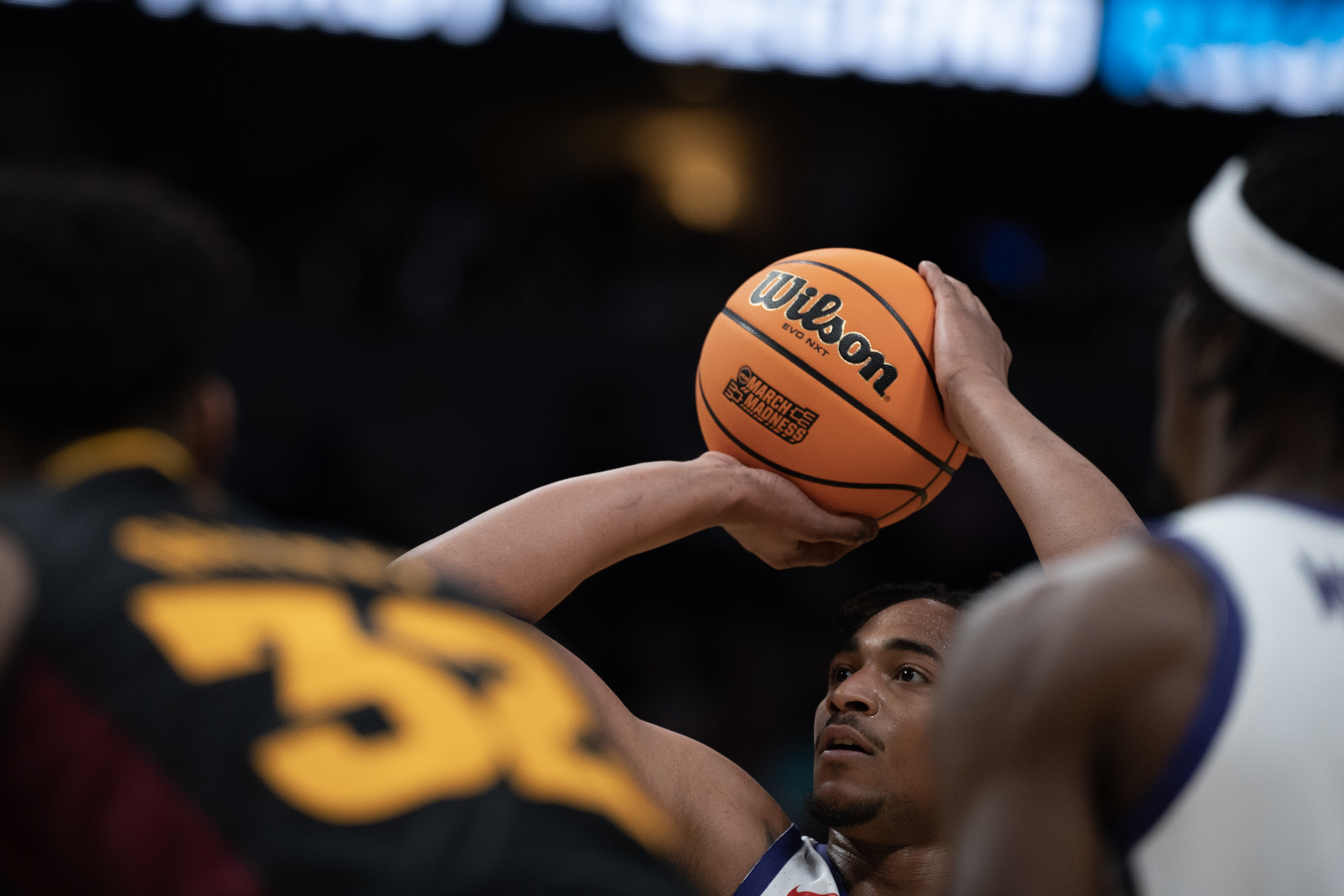 TCU Horned Frogs forward Chuck O'Bannon Jr. (5) takes a free throw during a first-round college basketball game against Arizona State University in the NCAA Tournament on Friday, March 17, 2023, at Ball Arena in Denver, Colo. (Timothy Hurst/Denver Gazette) (TimHursttim.hurst@gazette.comhttps://secure.gravatar.com/avatar/aca82bd62b4ee425c598527cd6faa1b1?d=mm&r=g)