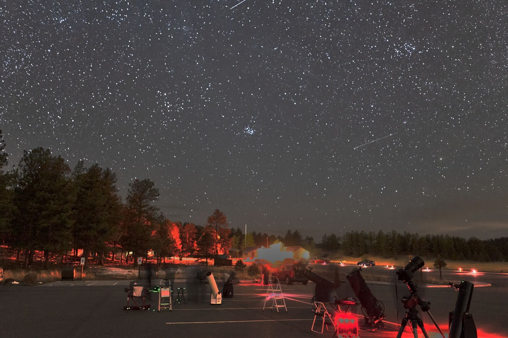Telescopes at the ready for viewers of the night sky over Florissant Fossil Beds National Monument. Photo by David Warner (Photo by David Warner)