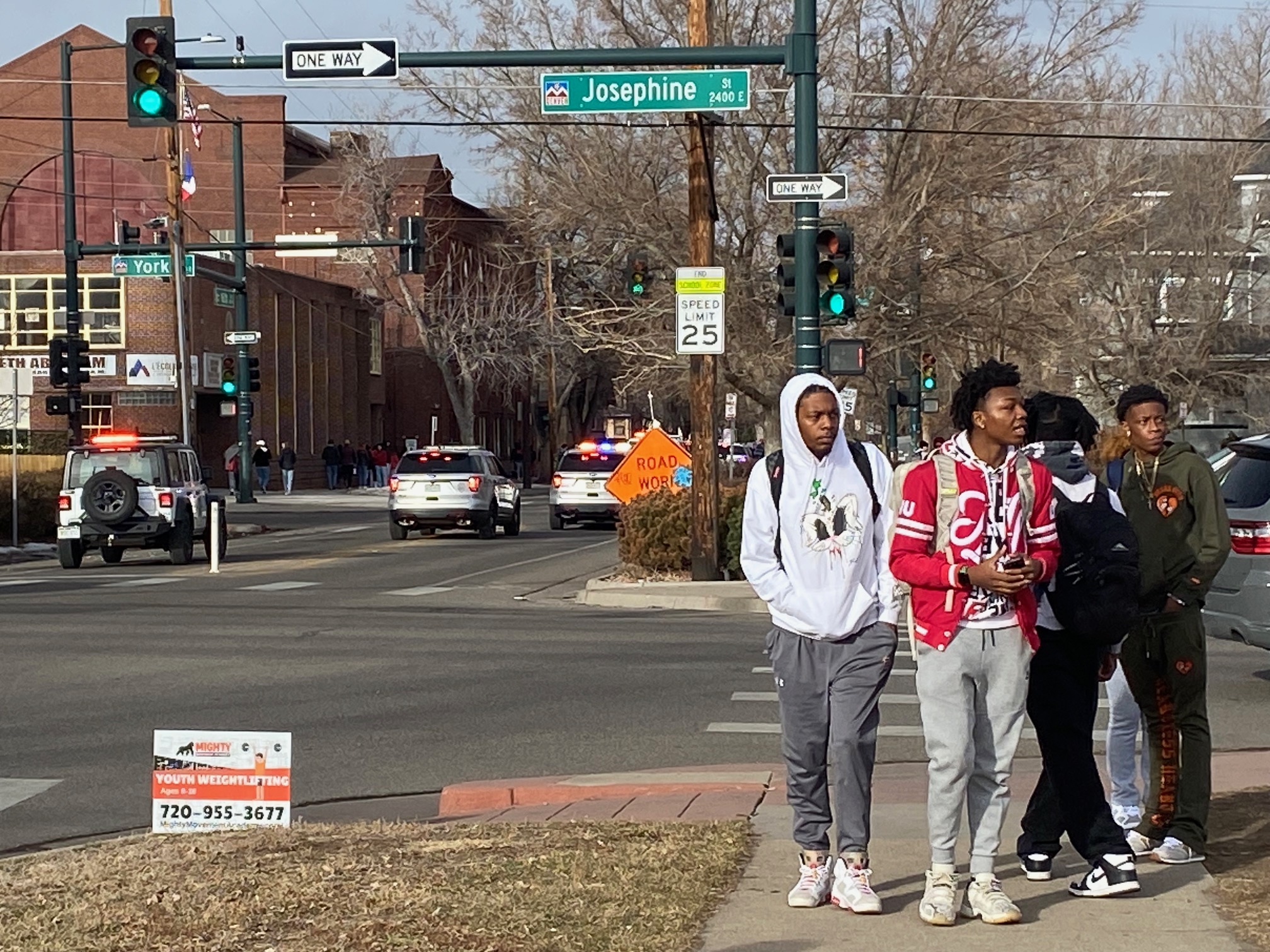 East High School students readying for Friday's march to the state capitol. Some students said that gunshots are part of every day life and others say they are afraid to go to school. (Carol McKinley/Denver Gazette)