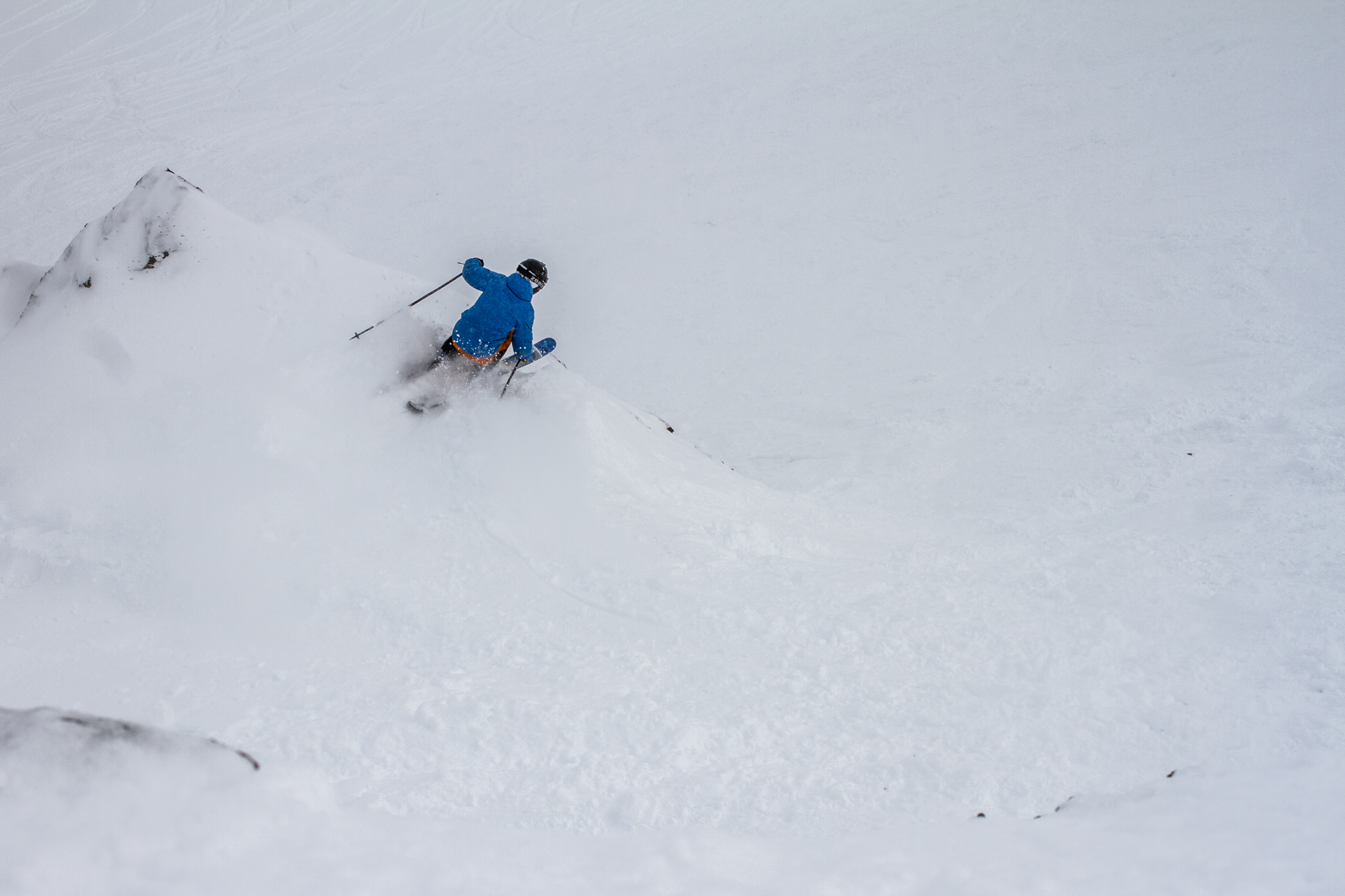Caleb Chicoine prepares for a jump off a rock band on Wacky's Chute in the Lake Chutes zone Sunday, Feb. 22, 2015 at Breckenridge Ski Resort outside Breckenridge, Colorado. (Jonathan Ingraham/Denver Gazette)